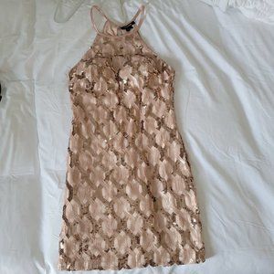 Sequin Champaign and Pink Cocktail Dress